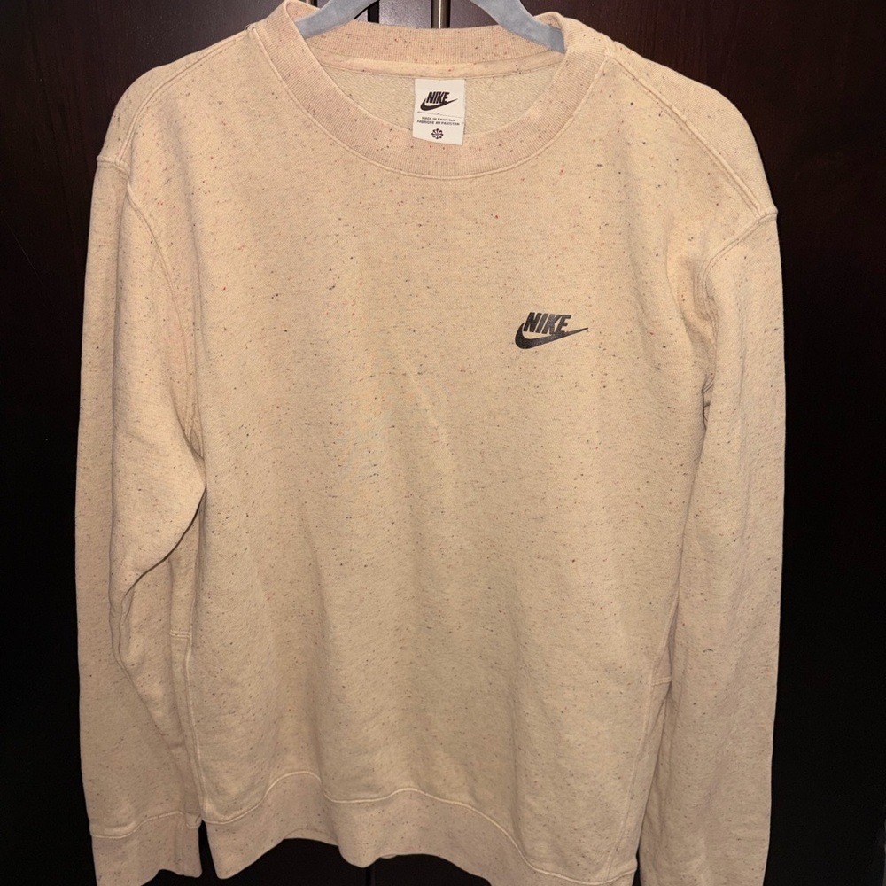 Nike Men's Speckled Cream Crewneck Sweater